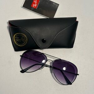 Ray-Ban Black Frame Sunglasses with Purple Gradient Lenses